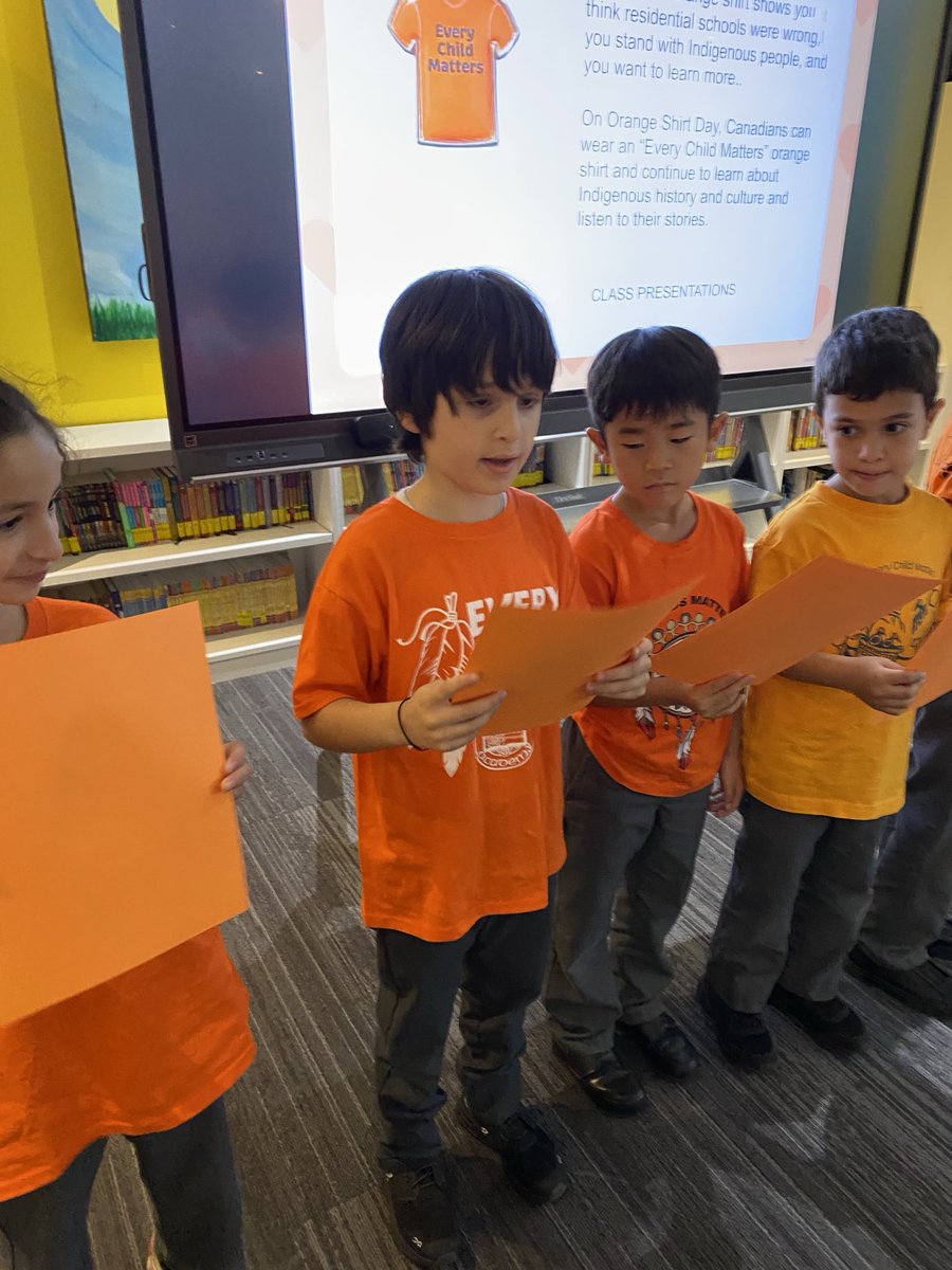 MsMillersClass2's tweet photo. On National Truth and Reconciliation Day, students explain what an orange shirt makes them think about. ⁦@KellsElementary⁩ https://t.co/4BjX00T8rz