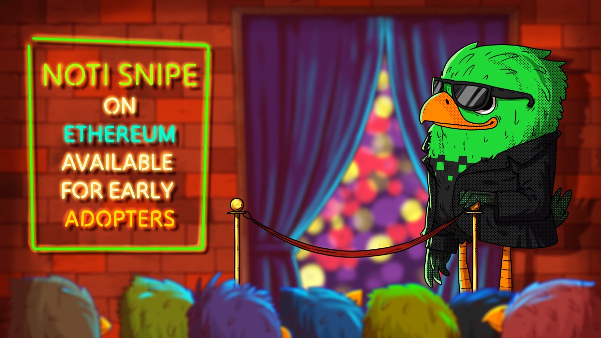 noti_official's tweet photo. Noti Snipe MVP on Ethereum is live 🚀

We’re excited to announce that Noti Snipe is now live and available for early adopters! Everyone who submitted the form now has access to Noti's web platform and can set up their first snipes 🤝

👉🏻 Here's the link: https://t.co/JOXt4Fvcvc

To log in, use the wallet you indicated in the form, and let us know how your snipes went - we're all ears 🎯

P.S. For those who missed the early opportunity - we will open more seats this week, stay tuned 😉
