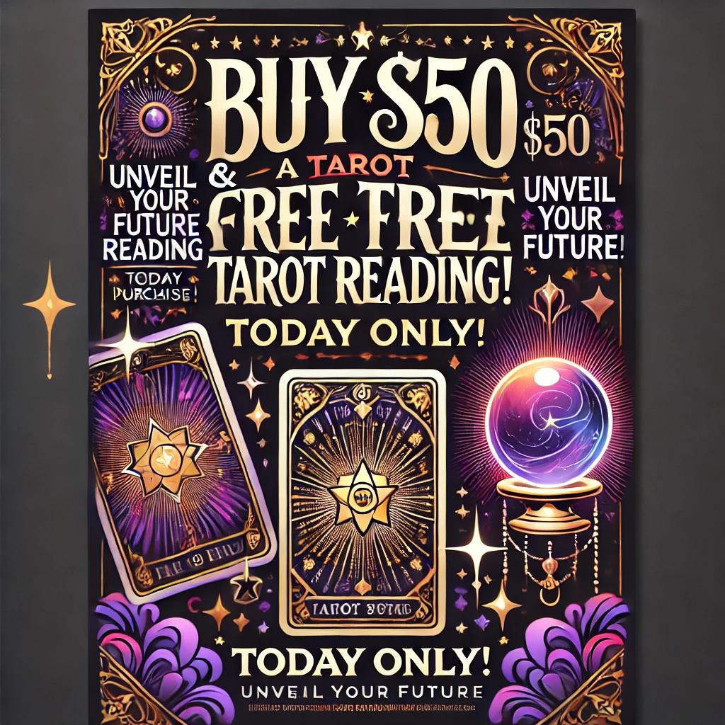 BotanicalsLion's tweet photo. ✨Spend $50 &amp; Get a Free Tarot Reading Today Only!✨
🌟 Don’t miss out—this offer is ending soon. Grab your favorite items now and let the universe guide your path! 🔮
https://t.co/pmwI6IRgtC
  #TarotReading #MysticOffer #LimitedTimeDeal https://t.co/aQVeApZFpC