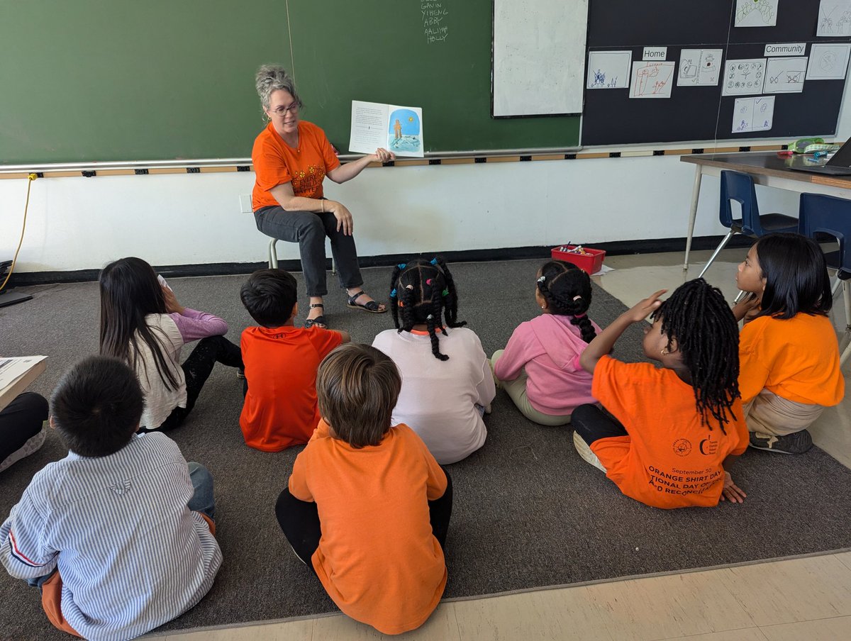 gillisgreen205's tweet photo. Students participated in a school-wide read aloud event celebrating Indigenous authors. 🧡 https://t.co/TqZ6dHyDG4