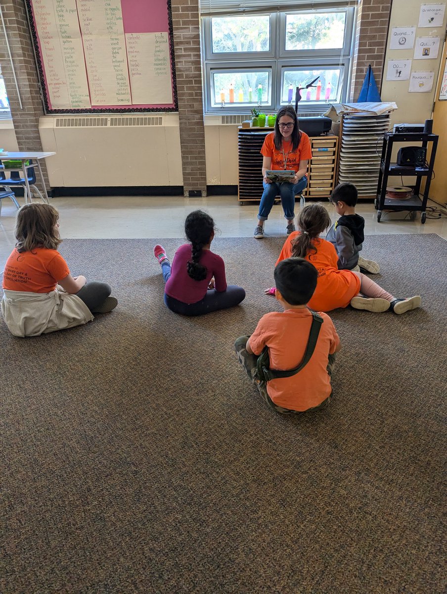 gillisgreen205's tweet photo. Students participated in a school -wide read aloud event celebrating Indigenous authors. 🧡 https://t.co/LLpHU1YETe
