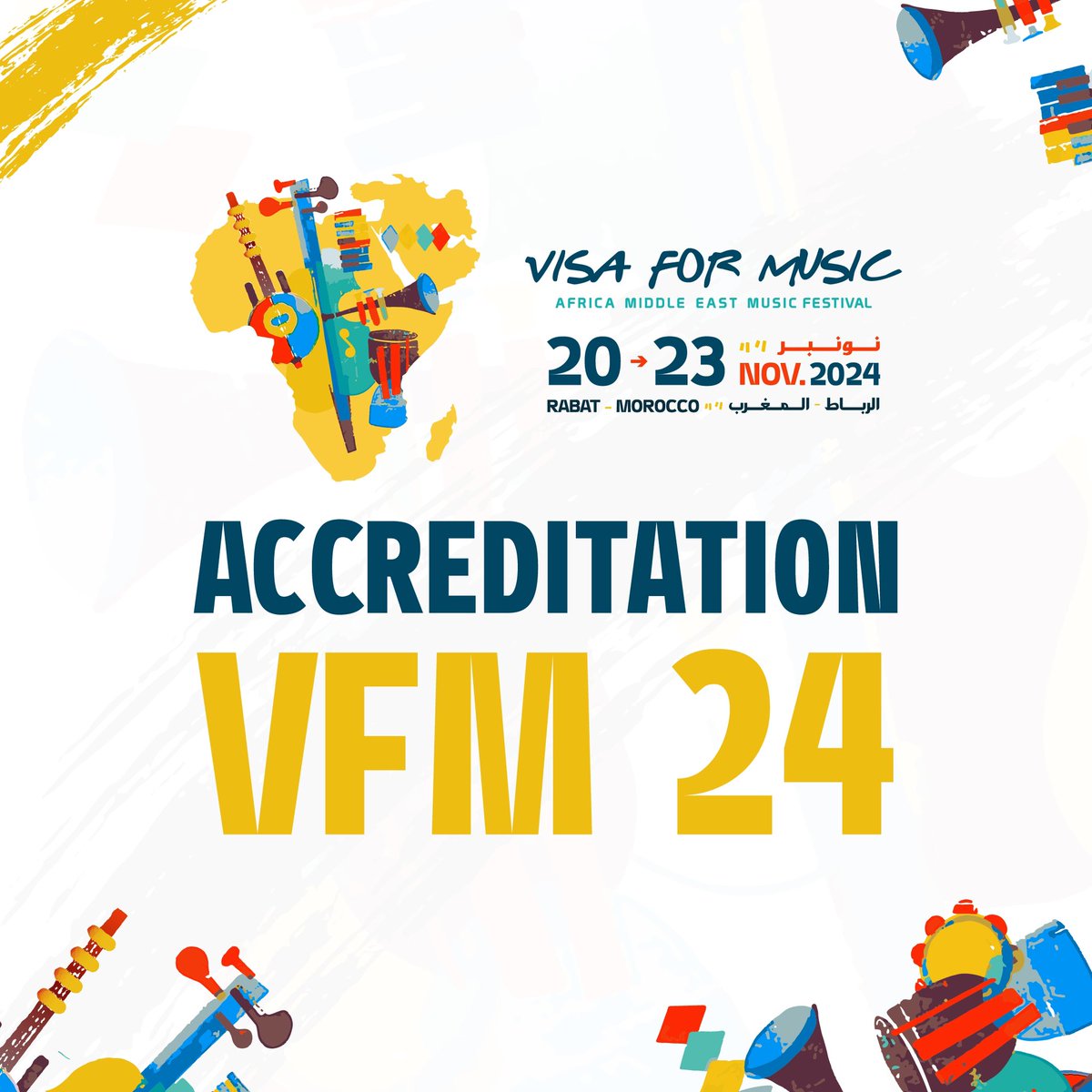 VisaForMusic's tweet photo. "🎫 Accreditation is now OPEN for #VisaForMusic 2024! 🌍 
Whether you're a music professional, journalist, or cultural influencer, now’s your chance to secure your spot ✨ Don't miss out – limited spots available. Apply now and be part of the event! 🔥
🔗 [Link in bio]" https://t.co/Xrqa5zDNcG