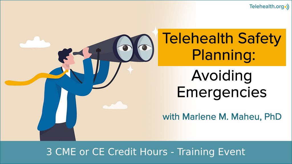 📢 Join us on Nov 15 at 10 AM PST / 1 PM EST for our webinar: 5 Pillars of Telehealth Safety Planning! 

✔️ Learn to prevent telehealth emergencies
✔️ Tackle 15 real-world clinical scenarios
✔️ Meet legal, ethical &amp; clinical standards
Register now: telehealth.org/safety-plannin…