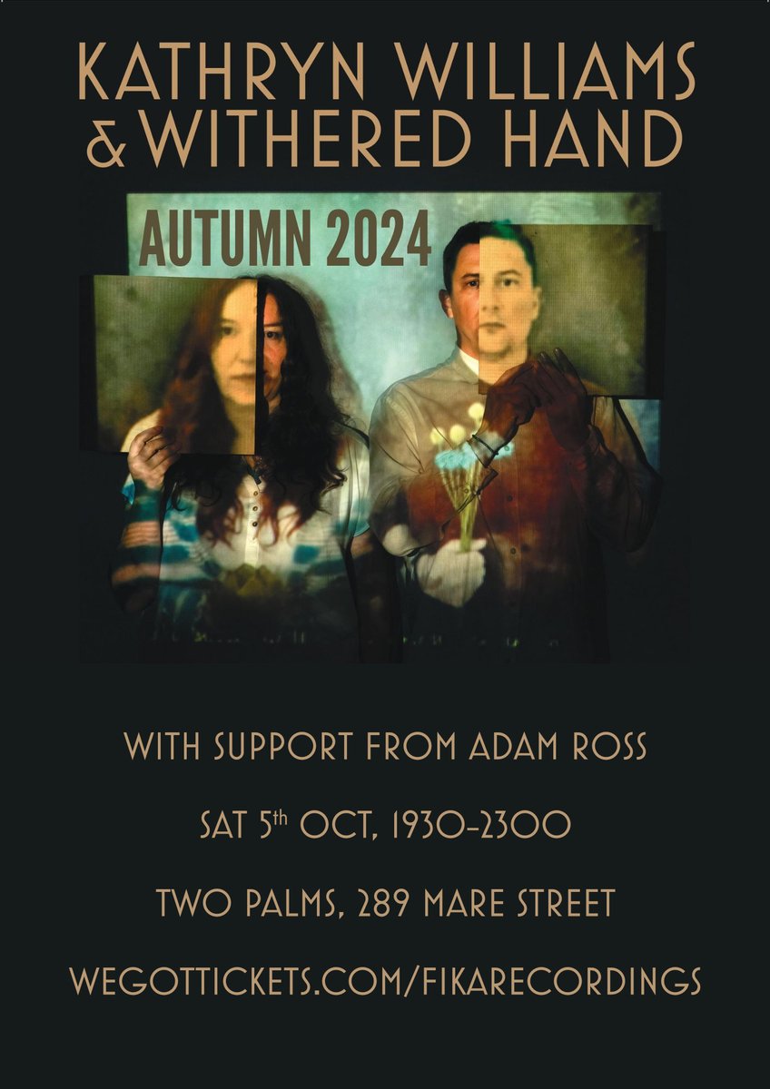 Fika Recordings (@fikarecordings) on Twitter photo This coming Saturday! Join us for an evening with <a href="/kathwilliamsuk/">kathryn williams</a> and <a href="/witheredhand/">Withered Hand</a> at <a href="/twopalmshackney/">TWO PALMS</a>.
Kath and Dan will headline together, with open with a short solo set each.
Main support comes from <a href="/songsbyadamross/">Adam Ross</a>.
Adv tickets from wegottickets.com/fikarecordings and from Dice. This coming Saturday! Join us for an evening with <a href="/kathwilliamsuk/">kathryn williams</a> and <a href="/witheredhand/">Withered Hand</a> at <a href="/twopalmshackney/">TWO PALMS</a>.
Kath and Dan will headline together, with open with a short solo set each.
Main support comes from <a href="/songsbyadamross/">Adam Ross</a>.
Adv tickets from wegottickets.com/fikarecordings and from Dice.