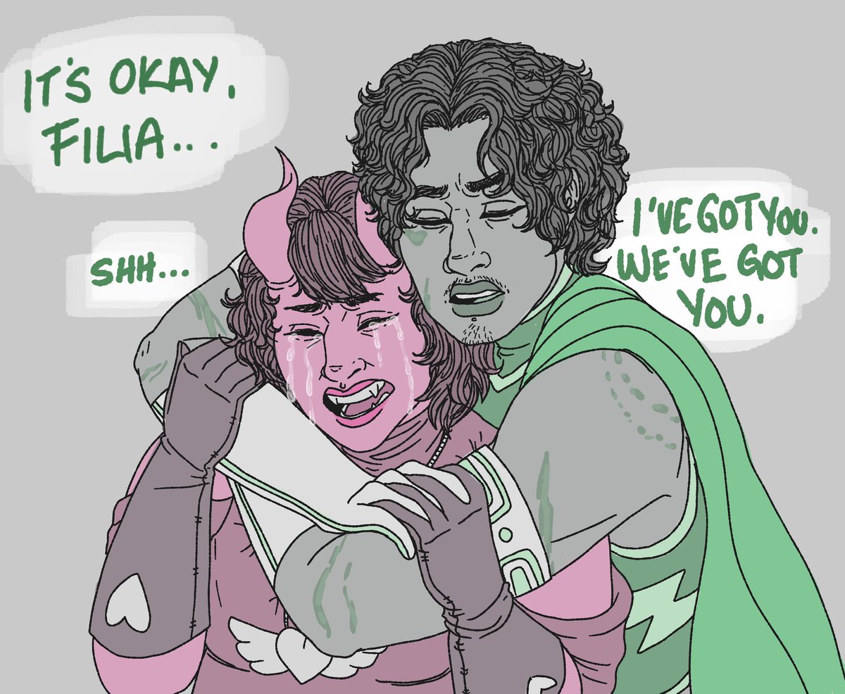 jackathanjones's tweet photo. We fought the Mercury Dragon and won!! We had to murder Filia’s Mom (bitch went and got absorbed) so yknow. Win some lose some lmao. @gilbleuives love you for this moment 💞

#foolsgold #intothebellowingwilds #dnd #dndart #dungeonsanddragons #dndoc #dingodoodles #dynabeez https://t.co/638Lg6VJrY