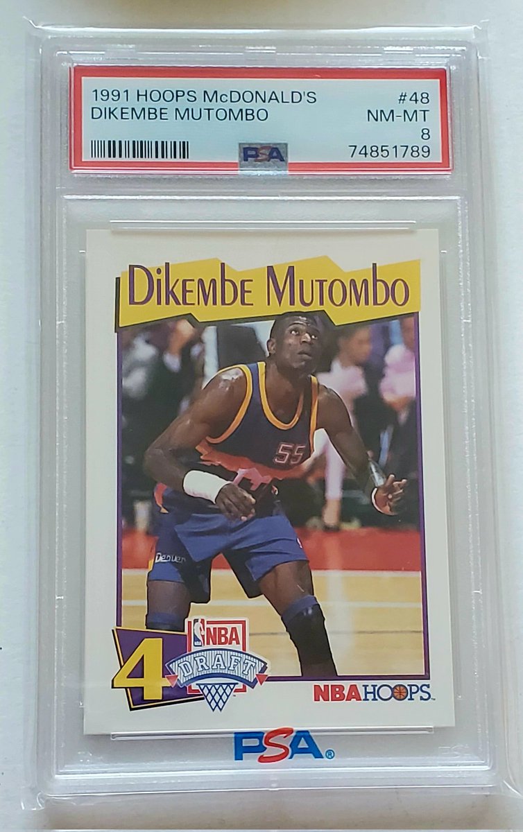 randomfootballc's tweet image. Giveaway #14
Dikembe Mutombo
1991 Hoops McDonalds RC PSA 8

By all accounts a great human being and a HOF'er.  RIP.

McDonald's Hoops is a little more scarce - my favorite RCs from 1991.

To enter:
-Follow
-Like
-Retweet

Winner drawn Friday 10/04