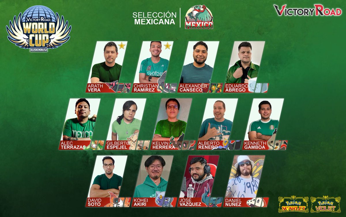 ‼️SELECCIÓN MEXICANA DE VGC PARA LA WORLDS CUP DE <a href="/VGCVictoryRoad/">Victory Road VGC</a> ‼️

Nuevamente <a href="/Ewok_Padawan/">EwokPadawan</a> y <a href="/VeraArath/">Arath Vera</a> estarán al frente del equipo, tratando de conseguir un gran, gran resultado 👏🏽🥳

MUCHÓ ÉXITO 🙌🏽 

#Pokémon #PokémonVGC #VGCMexico