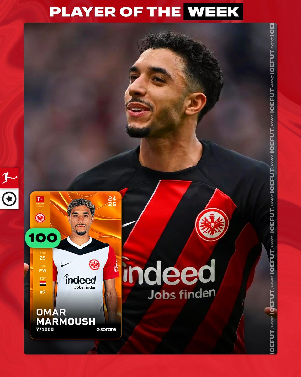 𝗢𝗺𝗮𝗿 𝗠𝗮𝗿𝗺𝗼𝘂𝘀𝗵 is your <a href="/Sorare/">Sorare</a> Player of the Week for Bundesliga Matchday 5! 
2 goals, 2 assists. Simply unstoppable! 🔥

<a href="/Eintracht/">Eintracht Frankfurt</a> | #Sorare | #Bundesliga
