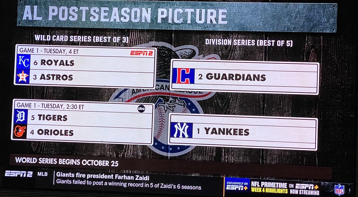 ccie8211's tweet photo. @espn let’s fix the American League Wildcard graphics for the correct teams playing tomorrow that is being shown on the Braves vs Mets game today. https://t.co/xZWC2JEuE2