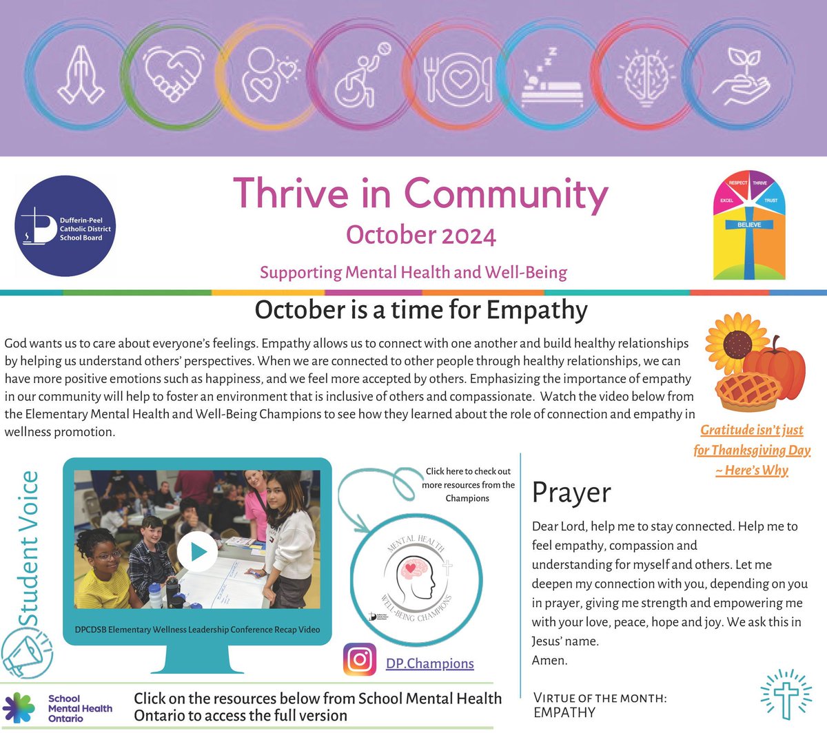 The DPCDSB Mental Health &amp; Well-Being team's monthly THRIVE Community Newsletter highlights resources to support the well-being of DPCDSB students and families.

➡Check out the October 2024 edition of the THRIVE newsletter: dpcdsb.info/THRIVE_Oct2024