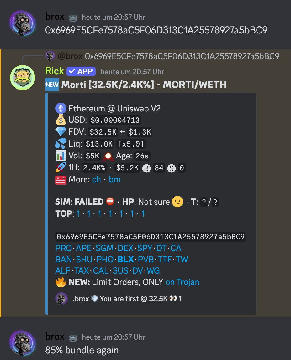 ohbrox's tweet photo. Found $MORTI contract early and shared in my discord.

30k - 80M  🚀  2600X

it was this low for a minute, craziest thing I experienced in crypto. https://t.co/inrhQDqvAK