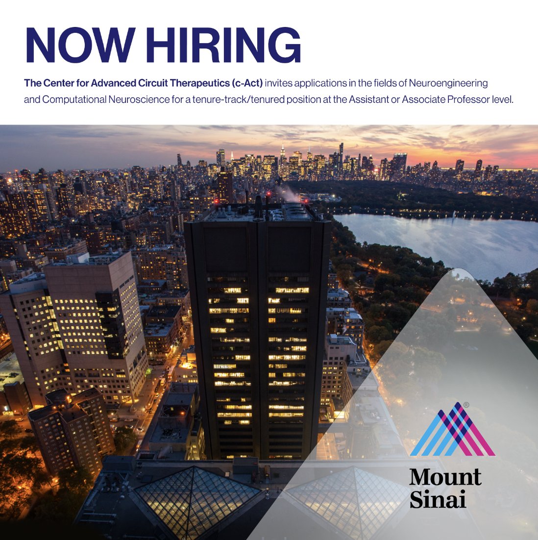 Ignacio Saez, PhD (@ignaciosaezphd) on Twitter photo šExciting opportunity at <a href="/IcahnMountSinai/">Icahn School of Medicine at Mount Sinai</a>!
We are seeking innovative leaders in Neuroengineering and Comp Neuro to join our ā”stimulating ā”research community at Mount Sinaiās Center for Advanced Circuit Therapeutics - please RT!
Apply by Nov 5:
careers.mountsinai.org/jobs/3018741?l⦠šExciting opportunity at <a href="/IcahnMountSinai/">Icahn School of Medicine at Mount Sinai</a>!
We are seeking innovative leaders in Neuroengineering and Comp Neuro to join our ā”stimulating ā”research community at Mount Sinaiās Center for Advanced Circuit Therapeutics - please RT!
Apply by Nov 5:
careers.mountsinai.org/jobs/3018741?lā¦