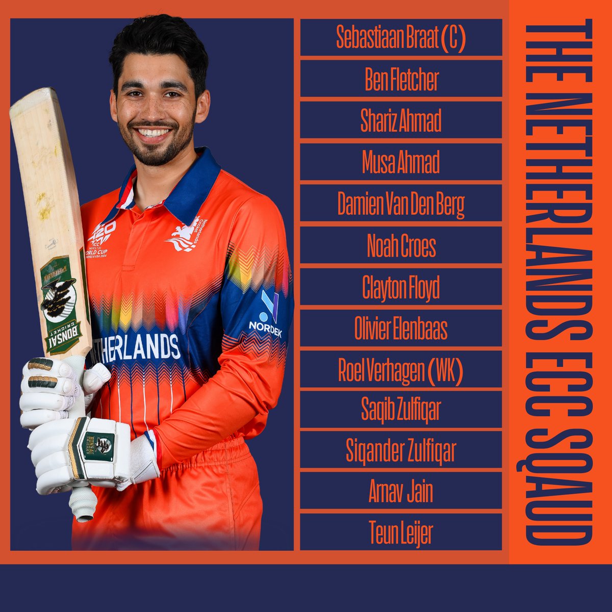 📝 SQUAD ANNOUNCMENT

The Dutch have named a strong Netherlands A squad that will play in the Premier T10 European Cricket Championship which kicks off this week. 

Heino Kuhn and Pierce Fletcher will coach the squad while Sebastiann Braat continues his role as the A squad