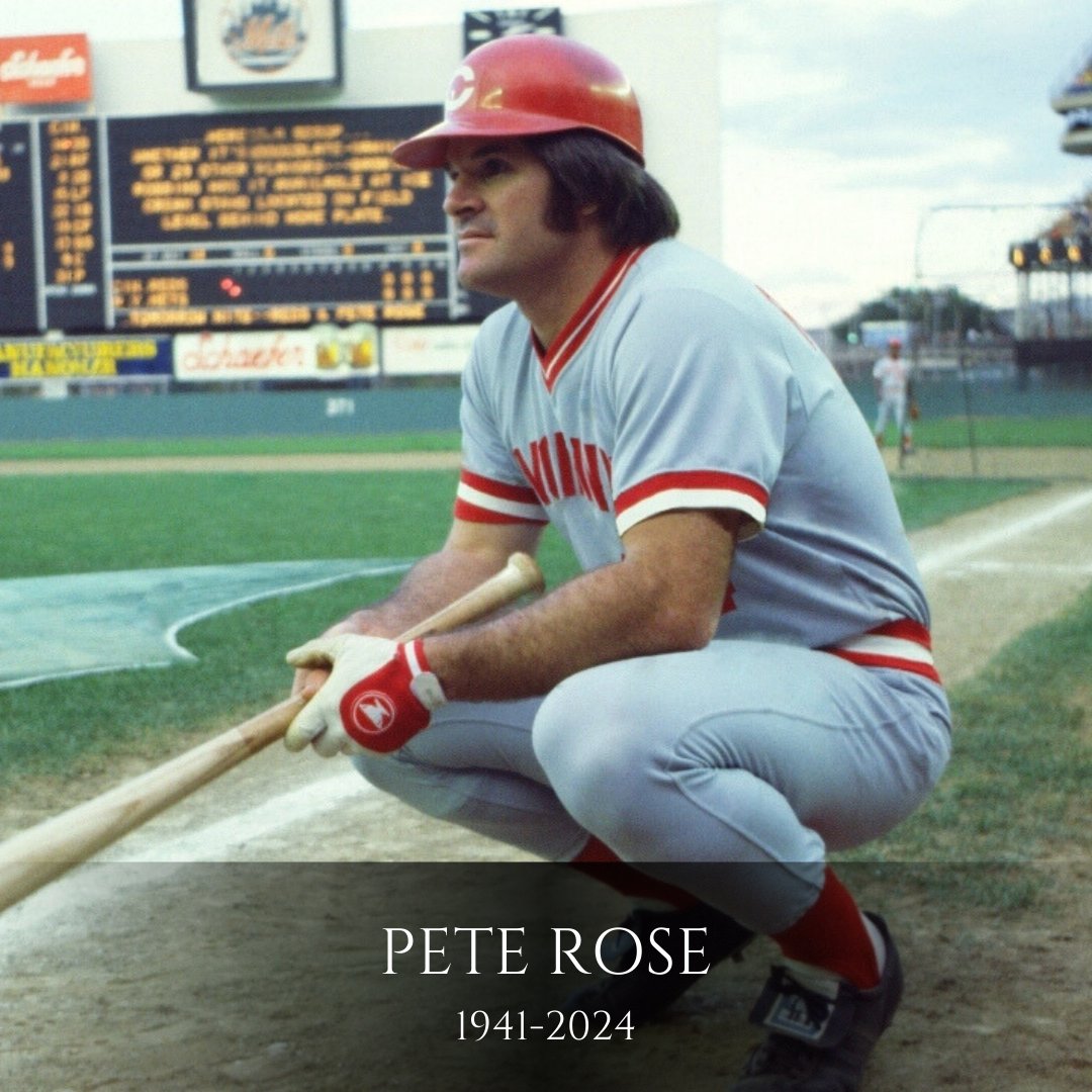 FoxNews's tweet photo. Pete Rose, the 17-time All-Star and the MLB all-time hits leader with 4,256 hits over his legendary 24-year career, has died at 83. https://t.co/3chbP5cuf2 https://t.co/JOuiURwYDA