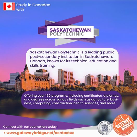 gatewaybridge's tweet image. Looking to level up your skills? 

Saskatchewan Polytechnic blends hands-on learning with industry research across multiple campuses. 

Join 1,600 international students and succeed in a supportive community!

#StudyInCanada #SaskPolytech #GatewayBridgeEdu