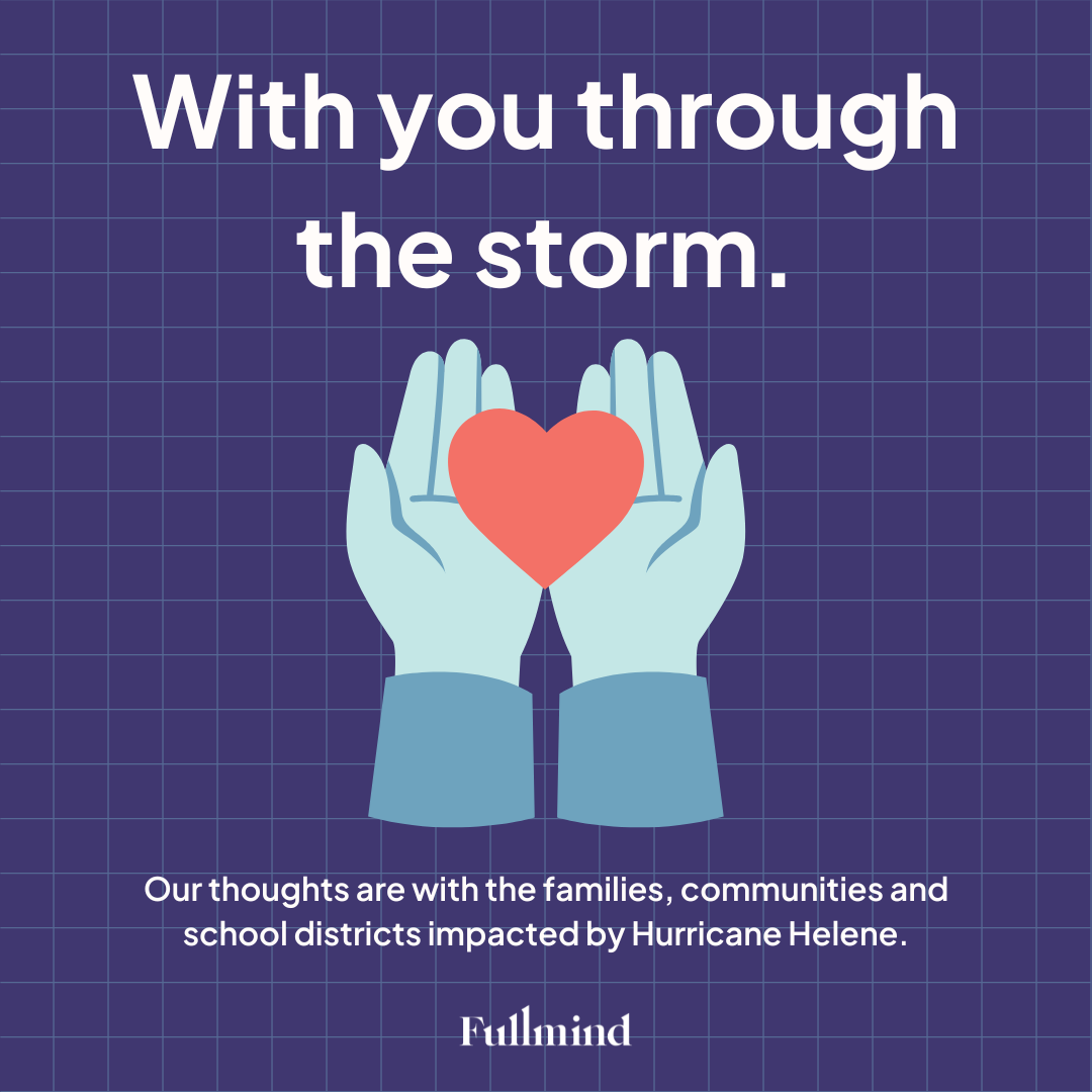fullmindlearn's tweet photo. The Fullmind team is keeping our school district partners and their communities in our thoughts as they face the challenges of Hurricane Helene. We are inspired by the resilience and strength we’ve seen, and we stand with you through this difficult time. https://t.co/I67UEKCehv