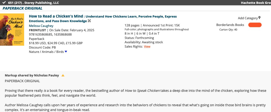 Apparently the frontlist ordering is all about poultry today?