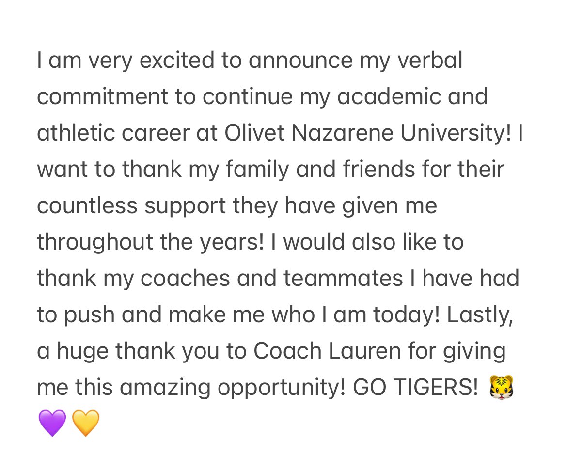 Committed!!! #OlivetNazarenesoftball
#ONU #committed <a href="/Softball_ONU/">Olivet Nazarene Softball</a> <a href="/PORTERSoftball1/">Porters Softball</a> <a href="/NLLightning_MD/">New Lenox Lightning MD</a>