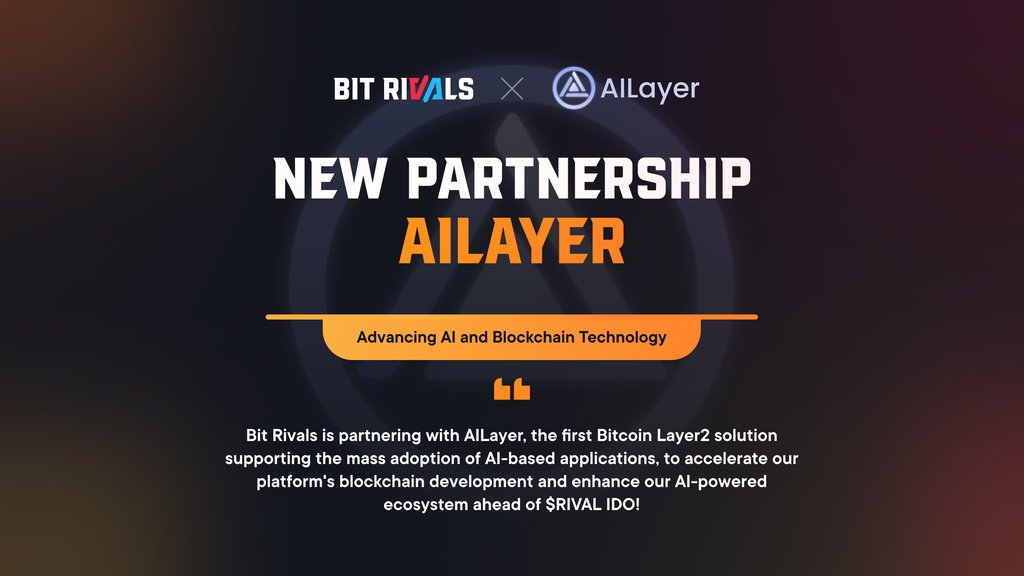 Layer2_Space's tweet photo. 🤖 @BitRivals is now integrated with @AILayerXYZ, the 1st innovative #BTC #Layer2 solution!
🤝 This partnership is focused on promoting advancements in AI and blockchain technology.
🎮 #BitRivals transforms gaming with an AI-driven platform that blends AAA games and blockchain.
🔽VISIT
https://t.co/FzE1IE6fIU