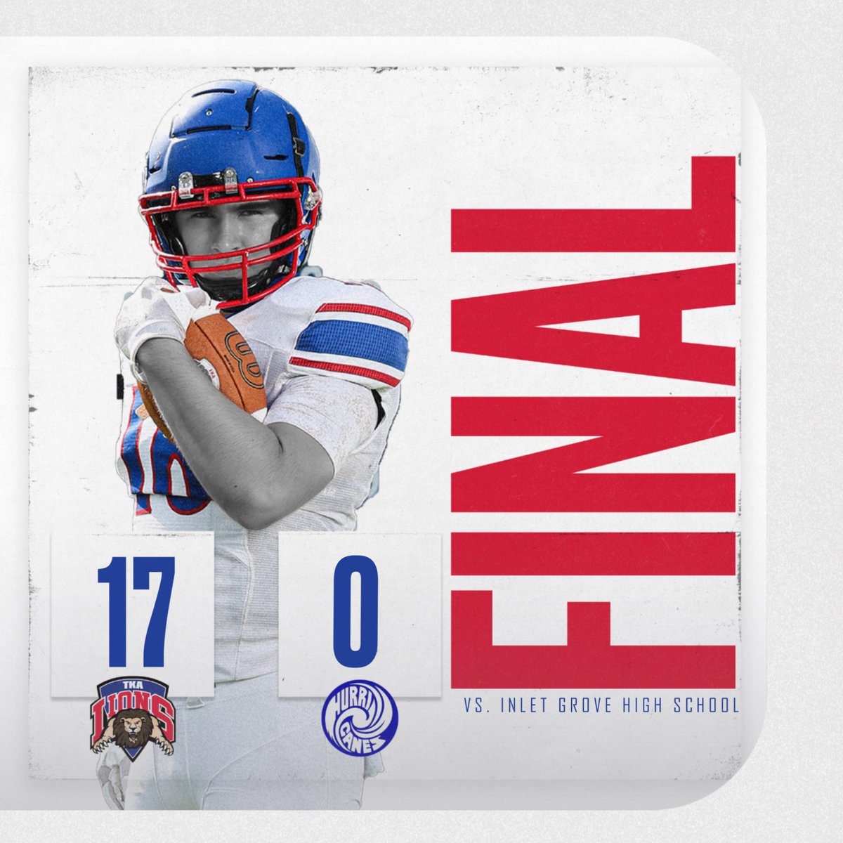 The King’s Academy Athletic Dept. (@tkalions) on Twitter photo The Lions post their third shutout of the year in a hard-fought 17-0 win over Inlet Grove! Touchdowns by Dailey and Mesa and a 47 yard FG by Deloach. We are 5-0. #tkafootball 🏈
<a href="/TKAWPB/">The King's Academy</a> <a href="/TKALionsFB/">TKA Lions Football</a> <a href="/pbphighschools/">Post on High Schools</a> <a href="/ESPNWestPalm/">ESPN WEST PALM (106.3 FM)</a> <a href="/EraPrep/">New Era Prep</a> <a href="/FlaHSFootball/">FloridaHSFootball.com</a> The Lions post their third shutout of the year in a hard-fought 17-0 win over Inlet Grove! Touchdowns by Dailey and Mesa and a 47 yard FG by Deloach. We are 5-0. #tkafootball 🏈
<a href="/TKAWPB/">The King's Academy</a> <a href="/TKALionsFB/">TKA Lions Football</a> <a href="/pbphighschools/">Post on High Schools</a> <a href="/ESPNWestPalm/">ESPN WEST PALM (106.3 FM)</a> <a href="/EraPrep/">New Era Prep</a> <a href="/FlaHSFootball/">FloridaHSFootball.com</a>