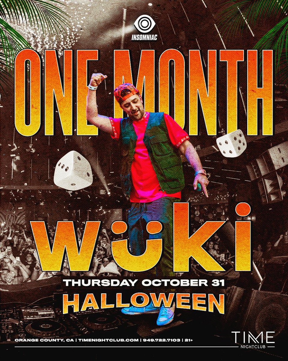 timenightcluboc's tweet image. In just ONE MONTH, dark magic descends upon #TimeOC for Halloween Night! ♟ Unleash the beast within &amp;amp; wild out with @Wuki on 10/31. 🐘🐯

Meet you in the jungle → timenightclub.com/wuki