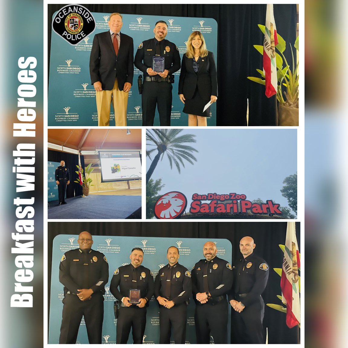 OceansidePD's tweet image. Last week, @oceansidepd Police Officer, Miguel Gonzales was one of the honorees at @sdbusinesschamber ~Honoring Our Heroes Awards Breakfast. This annual event recognizes #firstresponders throughout #SanDiegoCounty, highlighting their incredible bravery, during times of need.