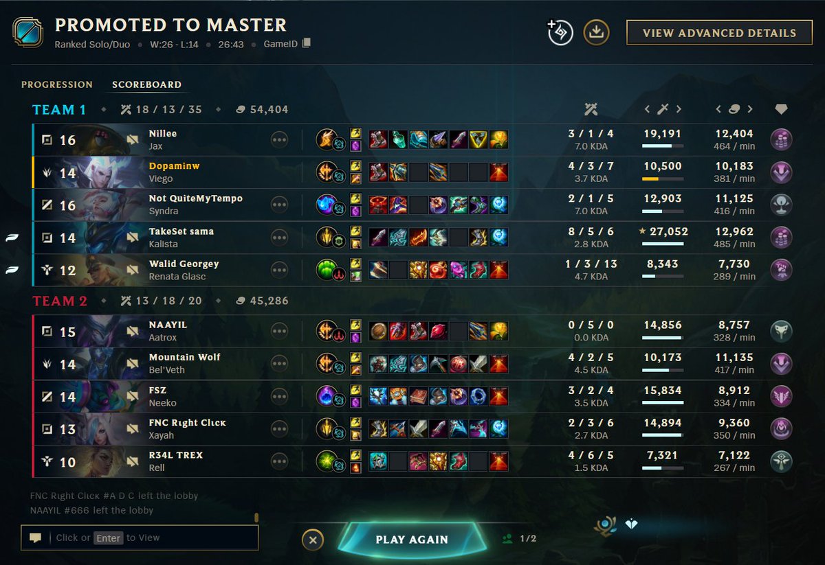 Master en 40 games avec 65% de W/R la saison démarre bien 🤠