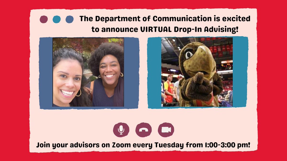 Announcing VIRTUAL Drop-In Advising! Join your advisors on Zoom every Tuesday from 1:00-3:00 pm! Complete the form: go.umd.edu/COMMDropInAdvi… 

Note: Drop-in advising is 10 minutes per student. Those requiring additional time will be asked to schedule an appt.