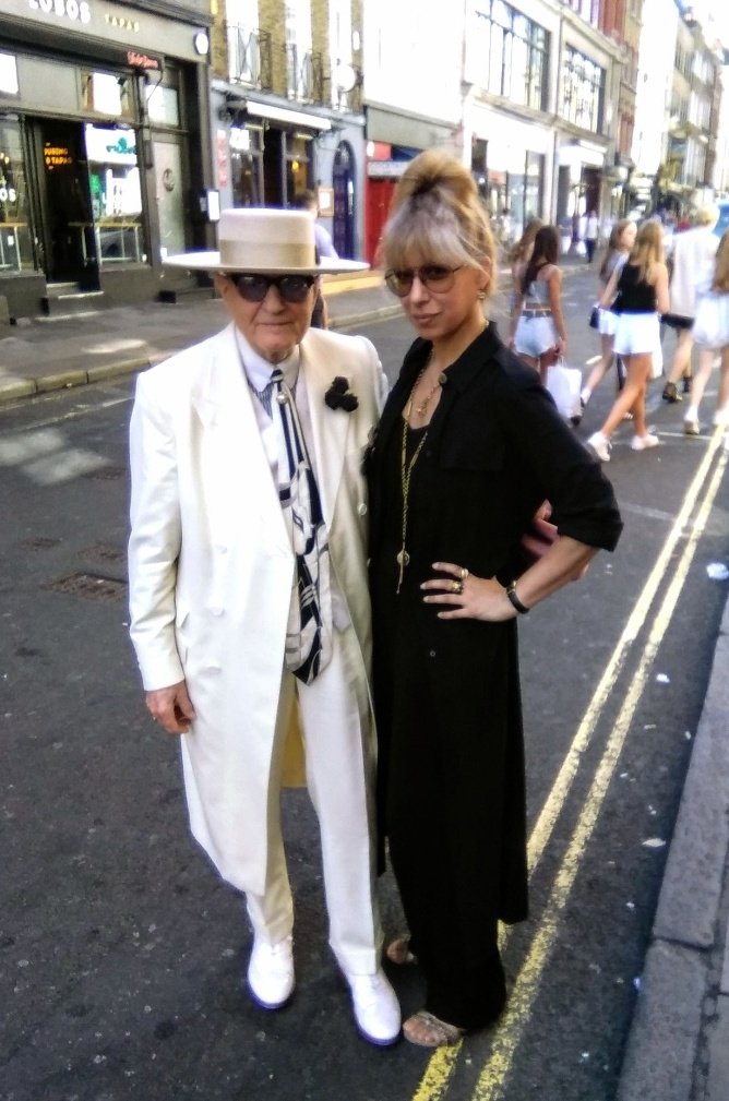Me and Soraya a jewelery designer 
&amp; good friend of mine posing outside <a href="/TheBaristas/">The Bar Italia Soho</a> Soho London UK
<a href="/soraya72/">Soraya</a>