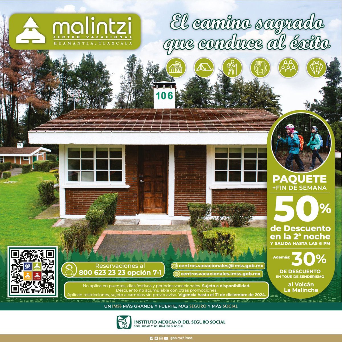 Tu_IMSS's tweet photo. 😎 Los Centros Vacacionales del #IMSS están abiertos para ti.

📞 Reservaciones al: 800 623 23  23, opción 7-1. 

#Oaxtepec #AtlixcoMetepec #Malintzi #LaTrinidad https://t.co/grTG1XYkxU