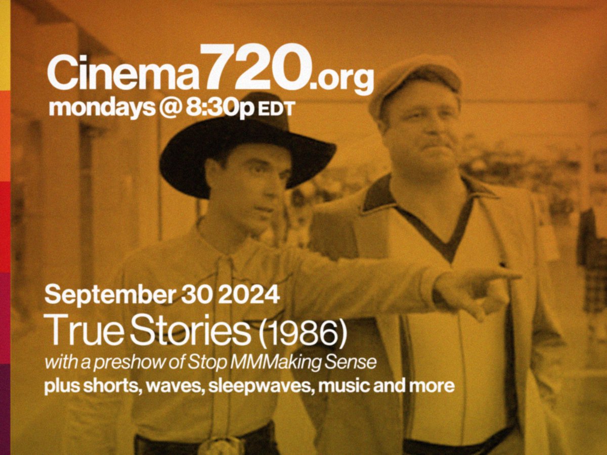 kellensmith's tweet image. join us tonight at 7:30 on @Cinema720Tweets for the early bird double feature preshow of Stop MMMaking Sense, followed by waves, True Stories, and sleepwaves.