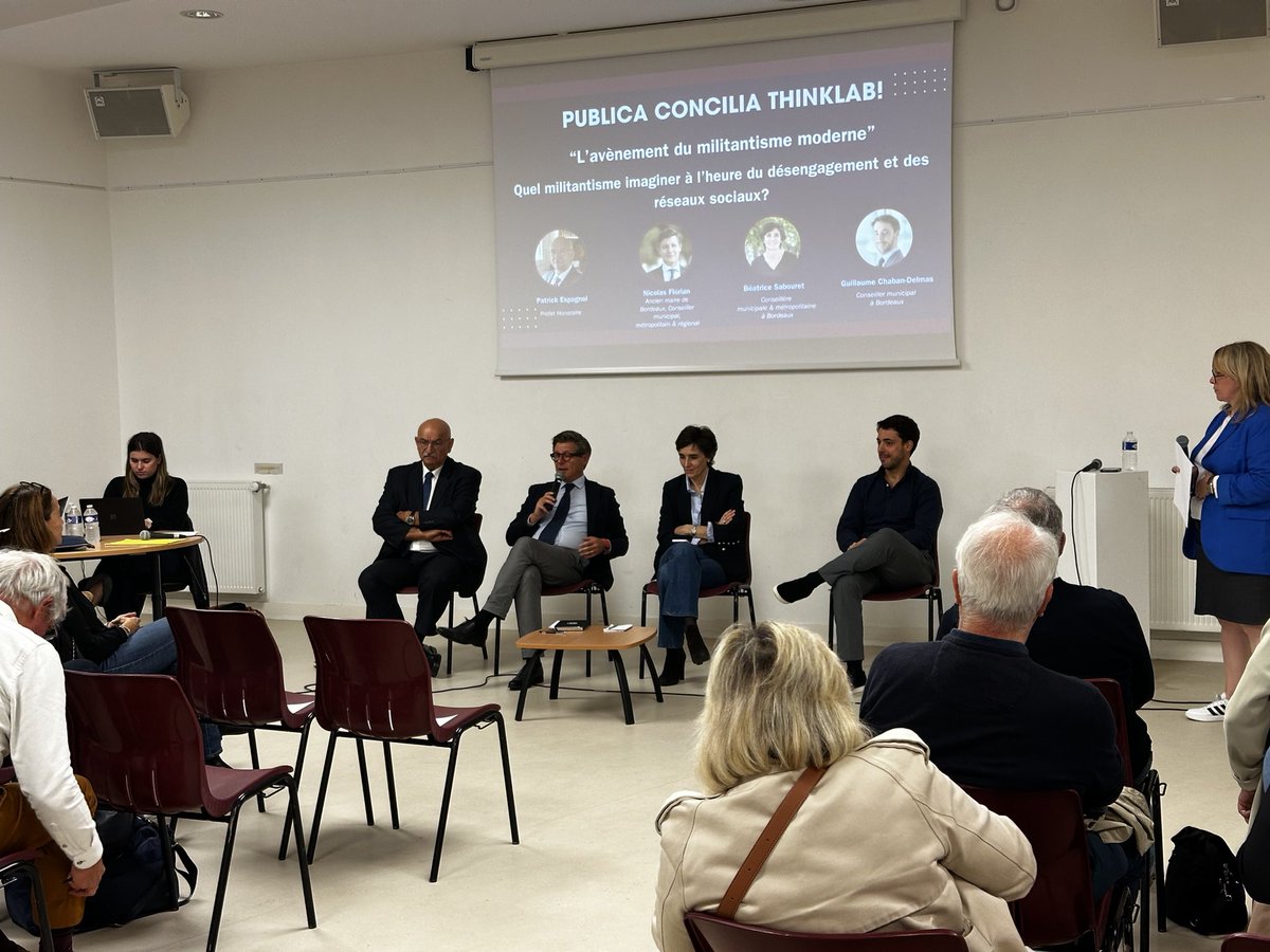 Ce soir les élus de <a href="/BdxEnsemble/">Bordeaux Ensemble</a> &amp; <a href="/PatrickEspagnol/">Patrick Espagnol</a> ont débattu 🎤avec les #bordelais &amp; #bordelaises sur le thème du militantisme et plus❗️

Merci à <a href="/NicolasFlorian_/">Nicolas Florian</a> <a href="/G_chaban/">Guillaume Chaban-Delmas</a> <a href="/BSabouret/">Béatrice Sabouret</a> <a href="/PatrickEspagnol/">Patrick Espagnol</a> pour leurs présences
#militantisme #reseauxsociaux 📱 #IA #bordeauxmaville