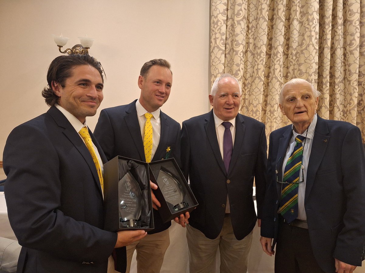 GlamCricket's tweet photo. Kiran Carlson and Colin Ingram recognized for the highest 5th-wicket partnership in the Club's history for their 314-run stand against Sussex at Sophia Gardens 👏

#BalconiersAwards
#OhGlammyGlammy https://t.co/w7DR4uKYXr