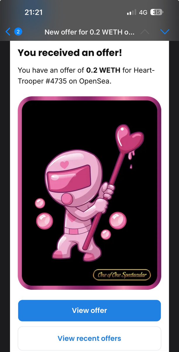 Things are hotting up in the NFT market… 

Only paid 7 ETH for this beauty 🤣 

#NFTtraderoftheyear