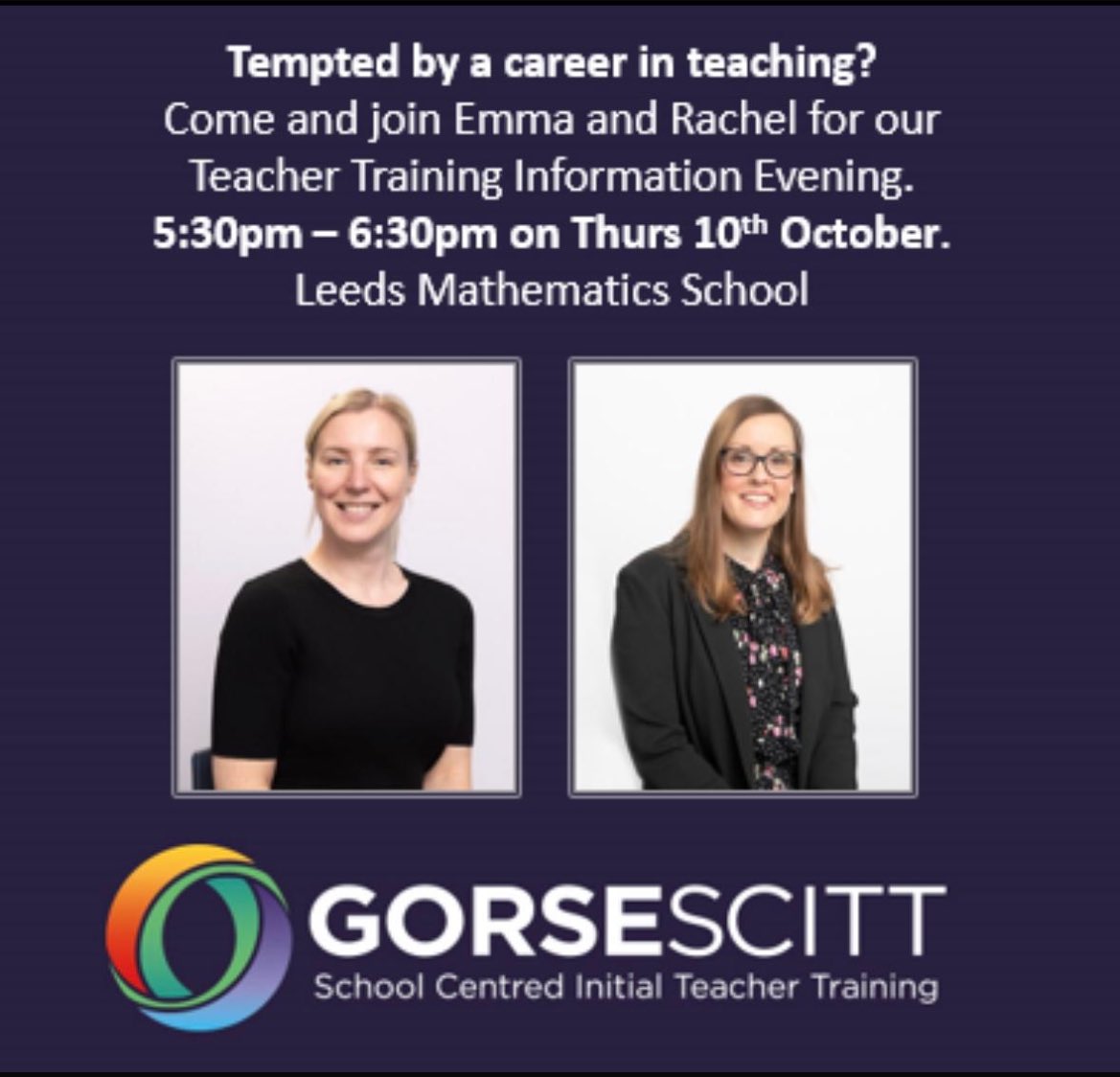 Are you interested in a career in teaching?  Our Link Tutors will be hosting an Information Evening on Thursday 10 October 5:30pm at Leeds Mathematics School. You’ll learn all about the SCITT route into teaching, the courses we offer and the support that we provide along the way.