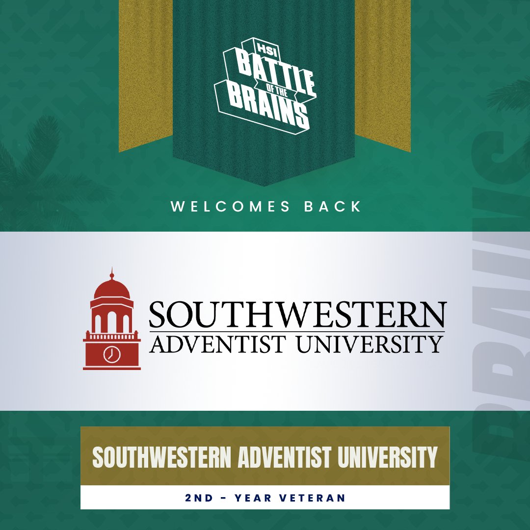 HSI Battle of the Brains (@hsibotbrains) on Twitter photo Our team is thrilled to welcome Southwestern Adventist University (<a href="/SouthwesternAU/">Southwestern Adventist University</a>) back to the HSI Battle of the Brains! #NuestroTiempo #HSIBotBrains #HispanicHeritageMonth Our team is thrilled to welcome Southwestern Adventist University (<a href="/SouthwesternAU/">Southwestern Adventist University</a>) back to the HSI Battle of the Brains! #NuestroTiempo #HSIBotBrains #HispanicHeritageMonth