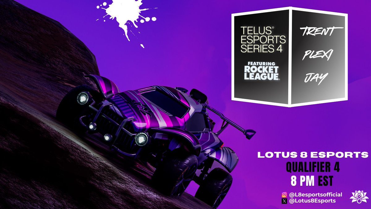 Lotus8Esports's tweet image. Catch Trent, Plexi, and Jay as they compete in Qualifier 4 of the Telus Esports Series 4! Today and Tomorrow at 8 PM EST. #Telus #wearelotus8

@TrentRL_
@plexiirl
@Jay_RL