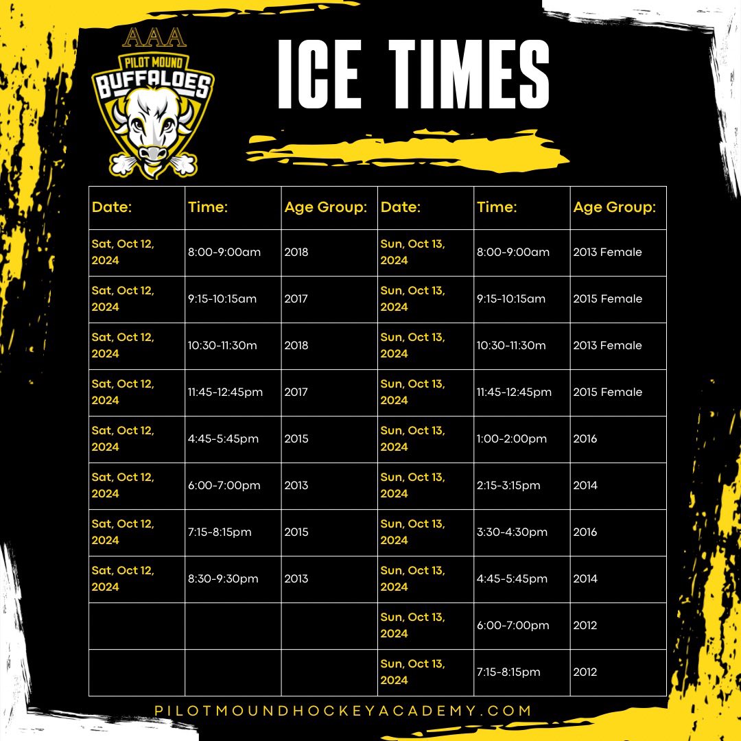We’ve made some changes to our ID skate times to accommodate travel to Pilot Mound. Don’t forget to register today!