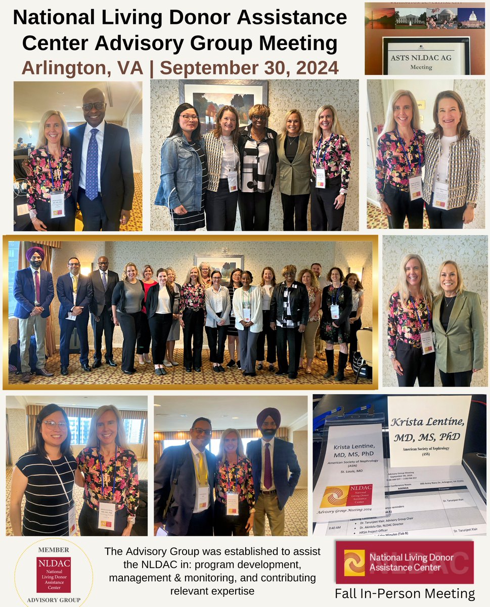 KristaLentine's tweet photo. 🙌🏾Honored to represent @ASNKidney at @NLDAC_ASTS #AdvisoryGroup Mtg, Sept 30, 2024 | Arlington, VA
• 🤝🏽Wonderful to meet w/#NLDAC Program Team➕AG Members to review progress in reducing #FinancialDisincentives💸to #LivingDonation by covering #Travel, #LostWages➕#DependentCare👏🏽 https://t.co/VJyYHrWLRy