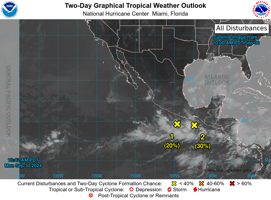 LimWeather's tweet photo. D139 EPAC #HurricaneSeason2024 2pm EDT AOI 1 S of #Mexico has 20% chance to become Tc in 2 days,70% in 7 days
ALL Interests there should watch this closely and regularly check back with the latest forecasts
#Wxtwitter #Wxx #Tropicswx #HurricaneSeason #Lane #EP96 #96E #Invest96E https://t.co/TjYhVTEKWW