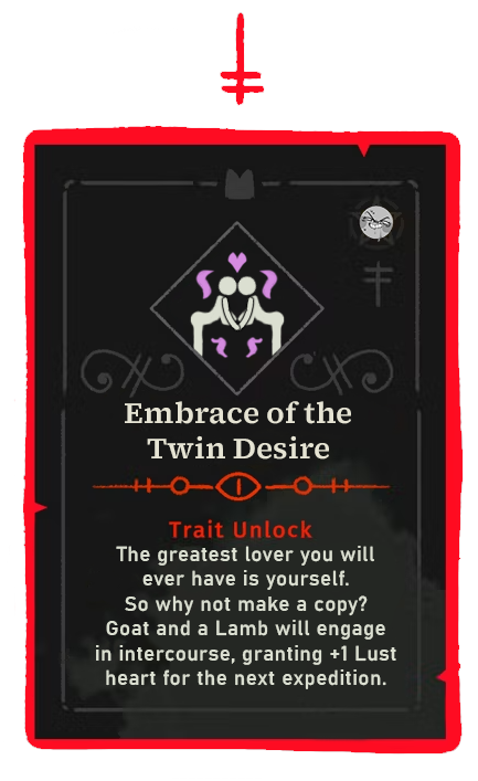 The followers are pleased with the Lamb's performance, and their trust and faith are growing. Their lust, along with their goddess's, is satiated. But alas, it is not enough. So, the preparations for the next ritual begin.