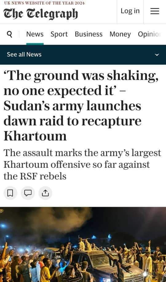 البوابة الإخبارية بالاسكرين شوت ، شاهد لـ(صحيفة التلغراف البريطانية) : الأرض اهتزت بسيطرة الجيش السوداني على الجسور و عناصر الدعم السريع كان يختبؤن في المنازل و آخرين يركضون من الرعب.