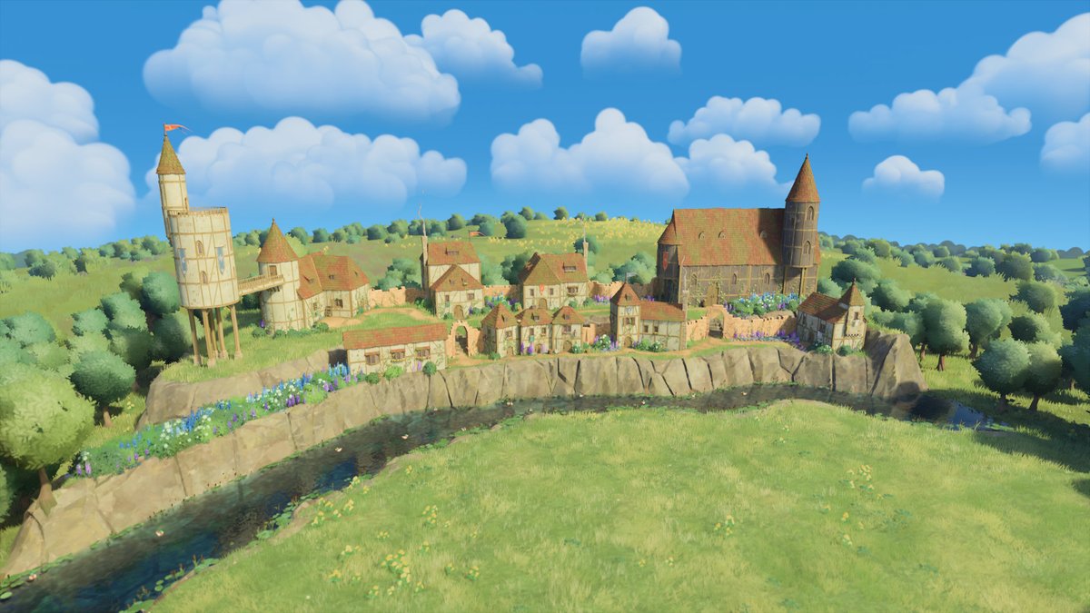 My attempt at the Hilltop Hamlet theme. I am very proud of the church. <a href="/PounceLight/">Tiny Glade 🏰🌿 out NOW on Steam ✨</a>