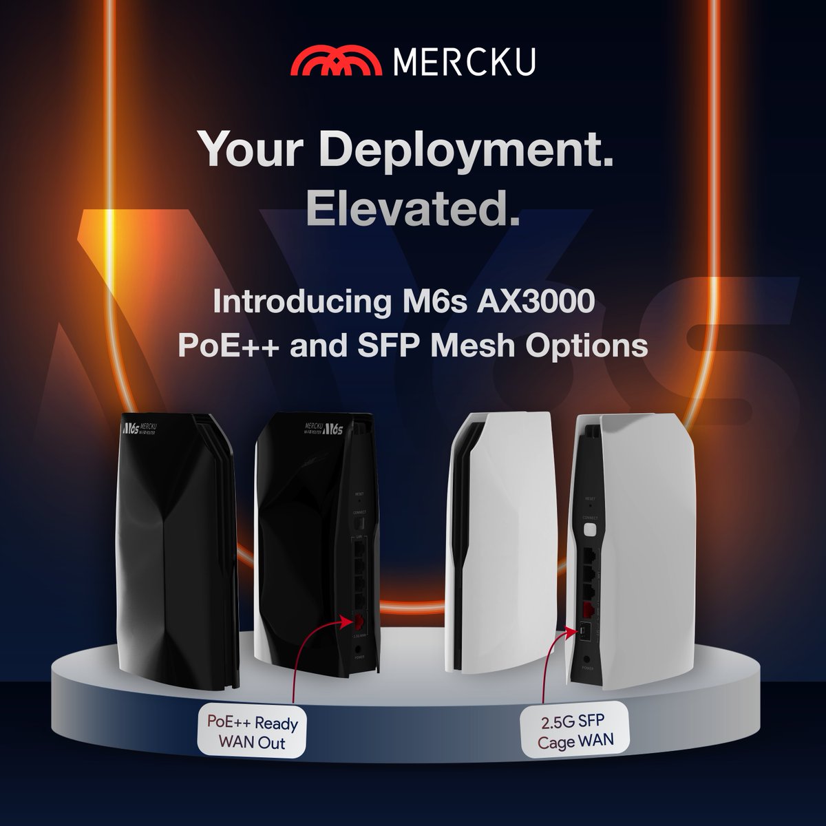 Introducing Mercku’s New M6s AX3000 PoE++ and SFP Mesh Options! 🚀

Check out these products:
🔗 M6s AX3000 PoE++: ow.ly/5EgU50Tzml8

🔗 M6s SFP Mesh: ow.ly/3qTv50Tzml9

BTW, Mercku will be alongside us in our booth (249) at WISPAPALOOZA this year! 

#Connectivity
