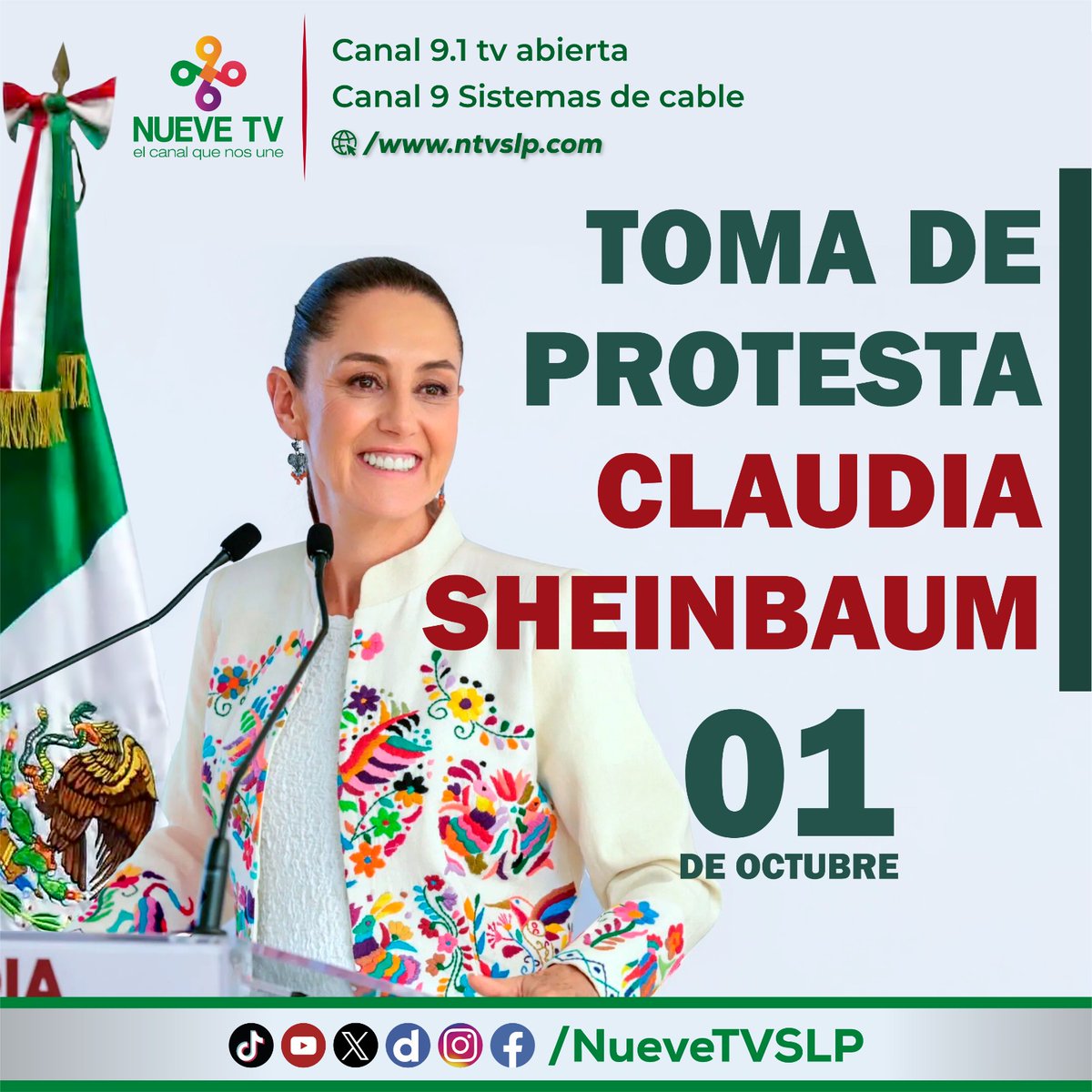 Mañana, no te puedes perder la transmisión de la toma de protesta de la presidenta electa Claudia Sheinbaum.

Somos NueveTV ¡El canal que nos une!
