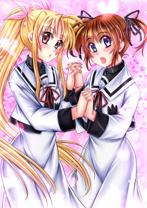 なのは20周年記念日なので、なのxフェイを描きました! おめでとうございます!! #なのは20周年 #リリカルなのは 