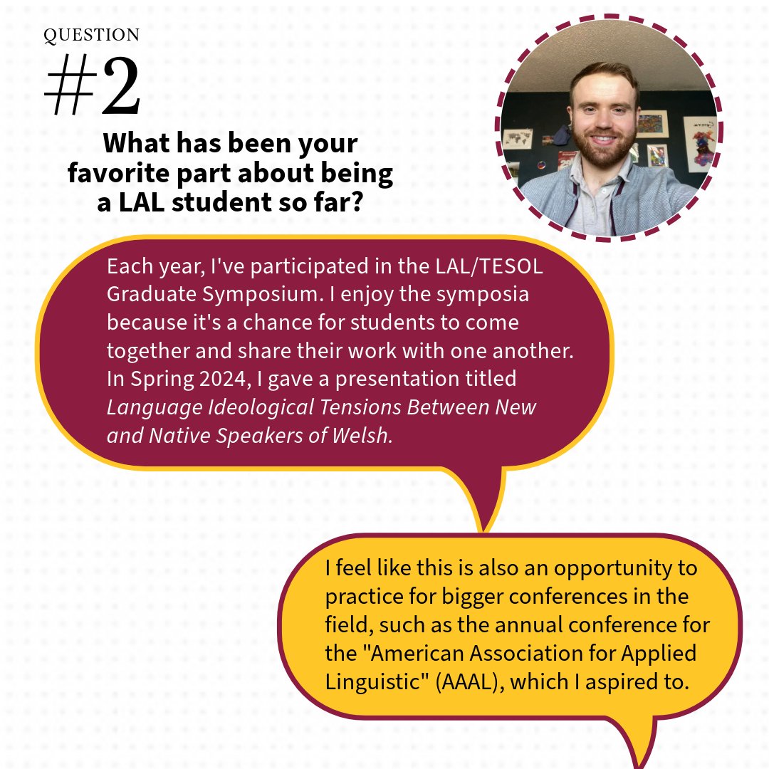ASU LAL/TESOL (@asulinguists) on Twitter photo Meet ASU Linguistics/Applied Linguistics PhD student, Rhys Hughes! <a href="/asuEnglish/">ASU English Dept.</a> #LALTESOL Meet ASU Linguistics/Applied Linguistics PhD student, Rhys Hughes! <a href="/asuEnglish/">ASU English Dept.</a> #LALTESOL