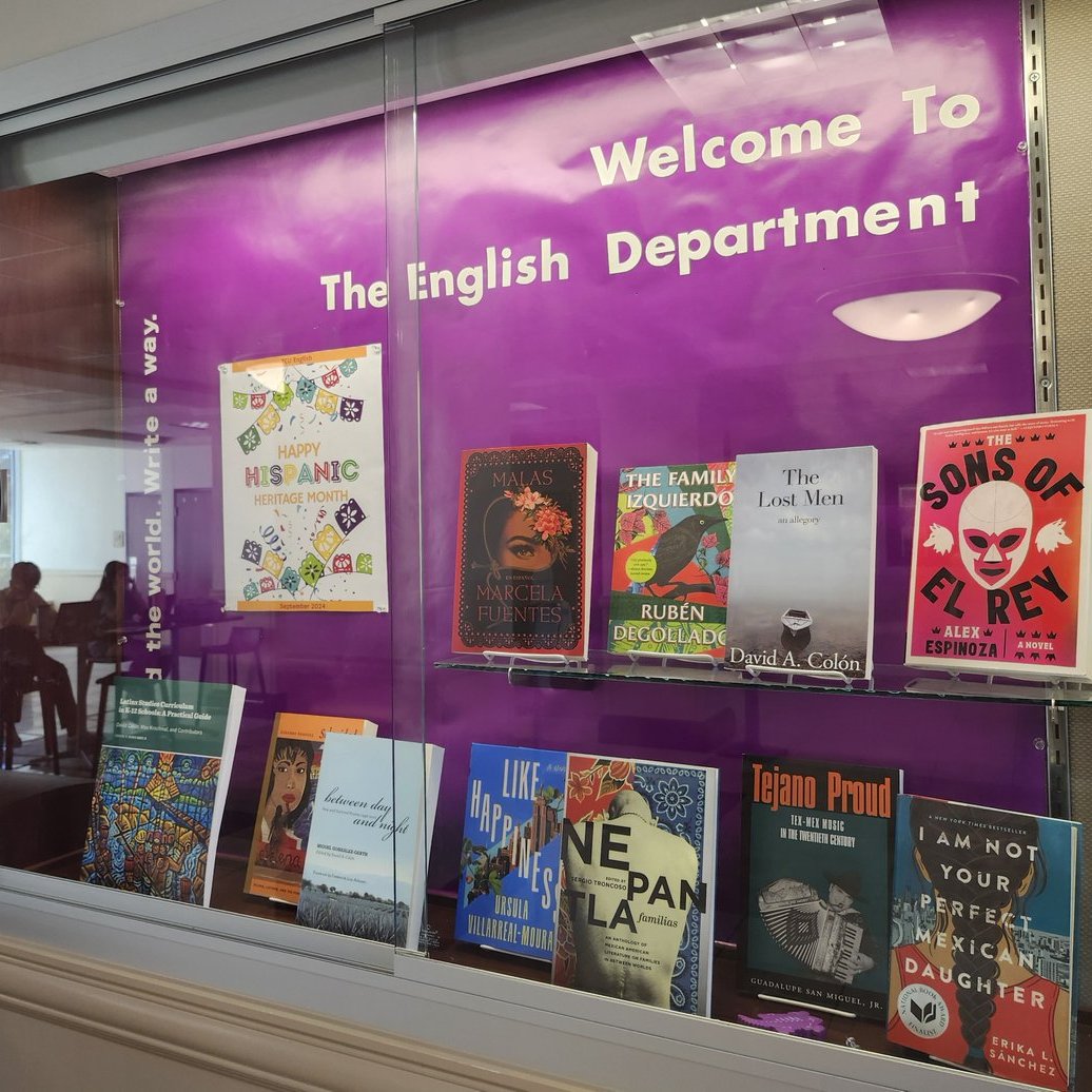 TCUEnglish's tweet photo. Happy Hispanic Heritage Month! Check out the amazing publications in our display on the second floor of Reed Hall! https://t.co/LnfMYNy2Zs