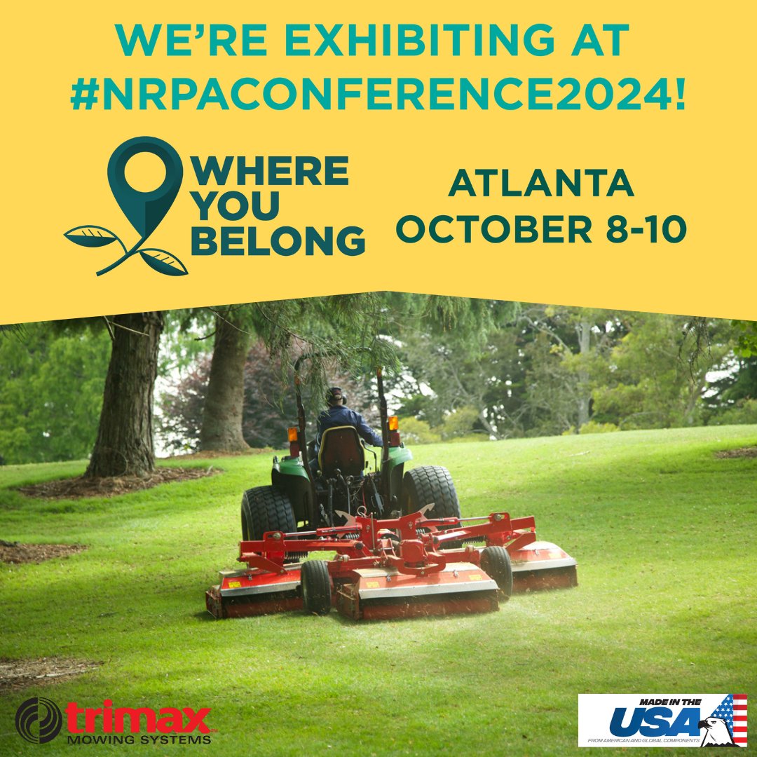 TrimaxMowers's tweet image. We&apos;ll be attending the @NRPA_news Conference in Atlanta from the 8th to the 10th of October! Pop into booth 2517 to learn about the latest mower technology for parks &amp;amp; recreational areas in America.
#PoweringPerformance #MunicipalMowers