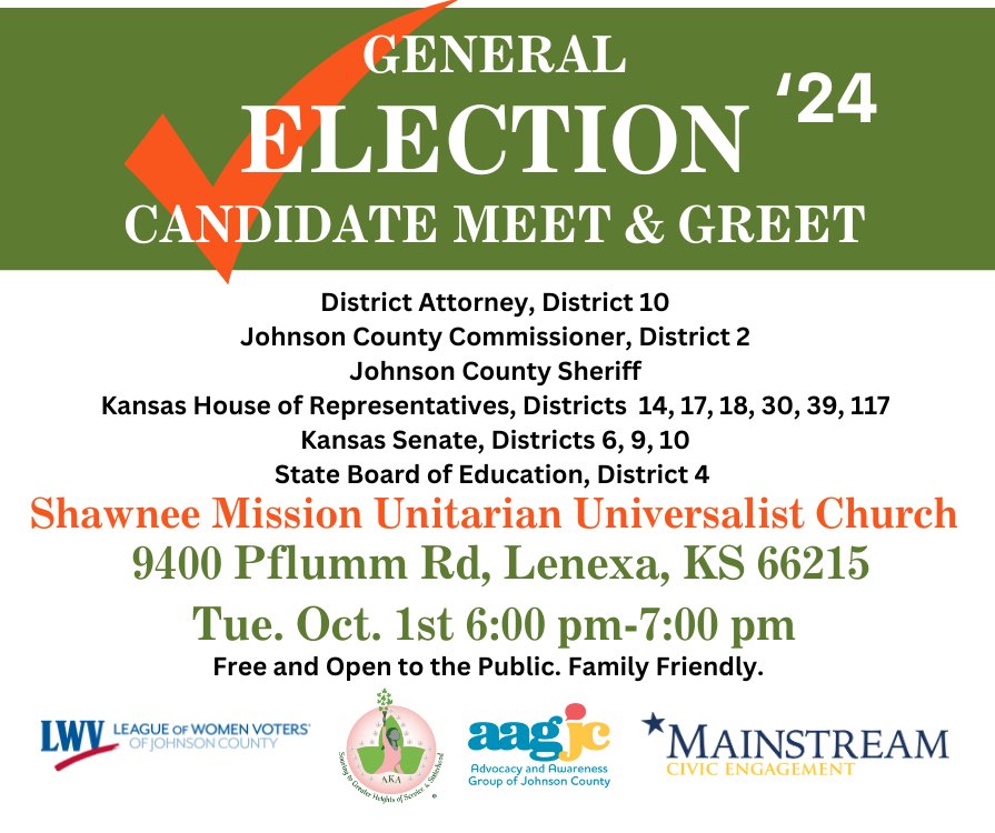 Hey KS voters - join us Tuesday night for the first of three nonpartisan candidate meet and greet events. This is an awesome way to engage with your candidates in a fun, casual environment. Check out all of our candidate events and election activities at mainstreamcoalition.org/events_public